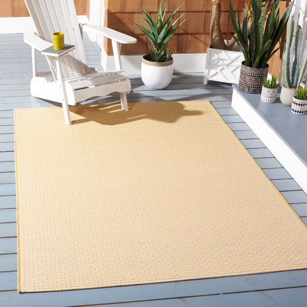 Courtyard Collection 5'3' x 7'7' Gold/Beige CY6653 Indoor/ Outdoor Patio Back...