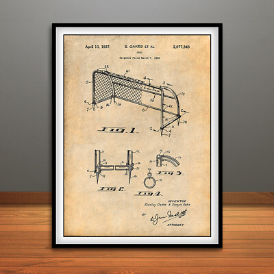 1933 Soccer Goal Patent Print Art Drawing Poster