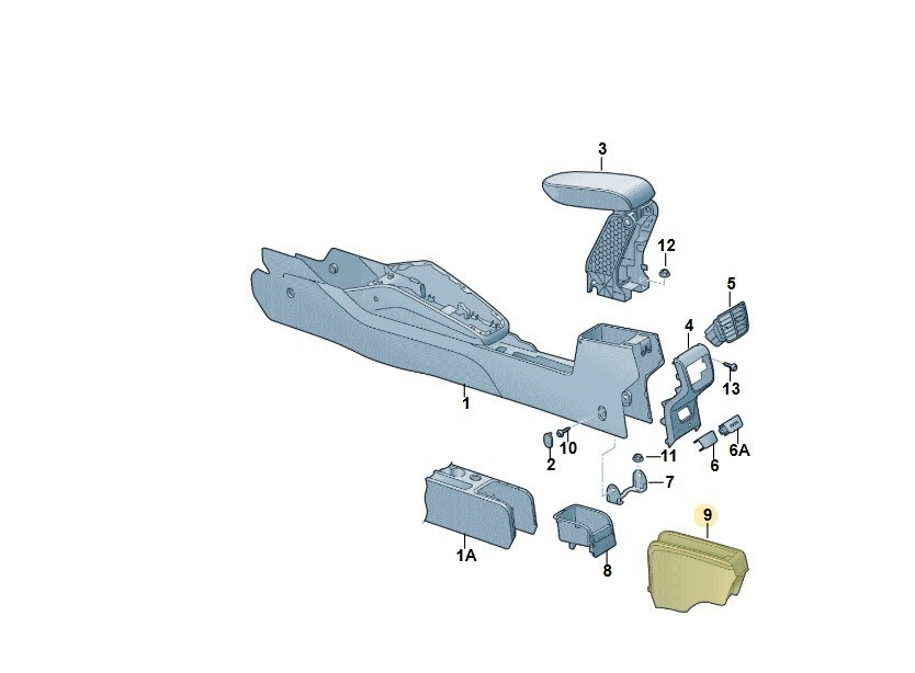 OEM Skoda Scala Kamiq REAR STORAGE BOX FOR CENTRE TUNNEL 658864051