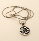 Gorgeous Real Mother of Pearl Inlaid Pendant & Free Necklace 925 silver #21826