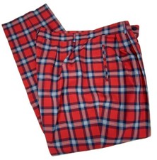 Womens 16 Pendleton Red Plaid Pant Pleated Virgin Wool USA Vtg