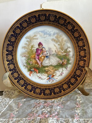 FRENCH SEVRES PORCELAIN PLATE, DATED 1846, CHATEAU DE ST. CLOUD,  ARTIST SIGNED.