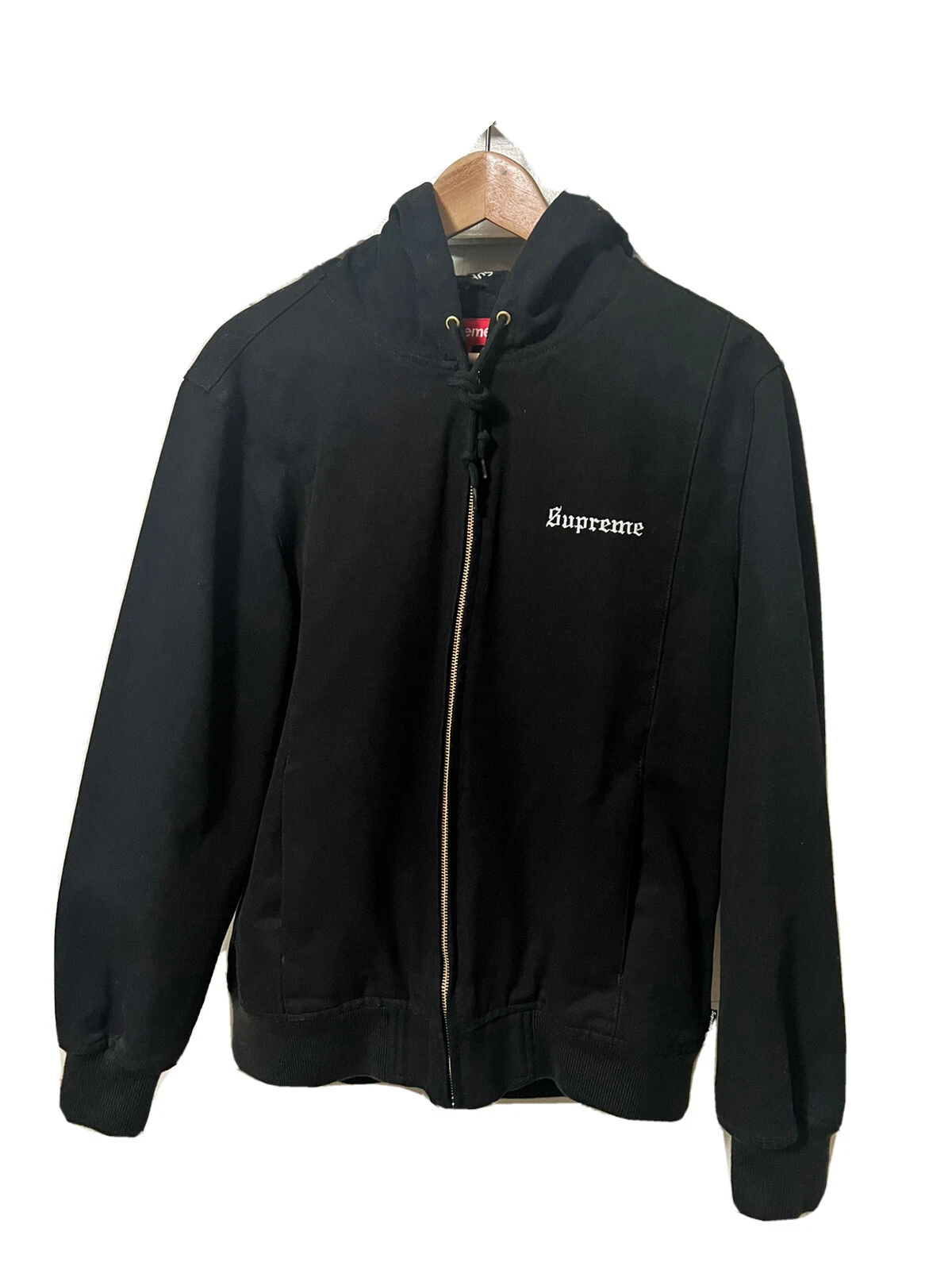 Veste de travail à capuche Supreme 2 tons noire/noire/taille moyenne SS17 D'OCCASION !!