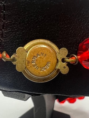Juego de pendientes clip collar cuentas rojas vintage de Alemania Occidental - Imagen 5 de 7