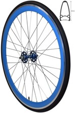 REDONDO 28 Zoll Vorderrad Singlespeed Fixie Laufrad Felge Blau Schwarz + Reifen