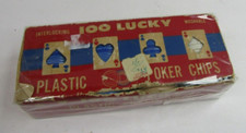 VTG White and Blue Bakelite Poker Chips 100 Chips 1.5"
