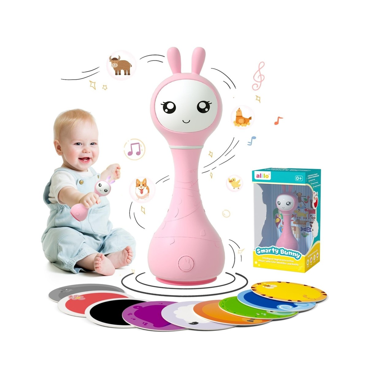 alilo Smart Bunny Baby Rattle Musical Light Up Toys, Infants