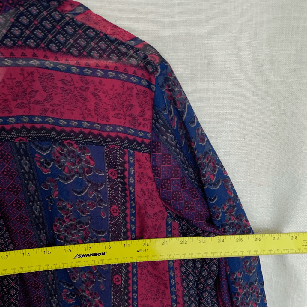 Wallflower Boho Patchwork Print Sheer Kimono Card… - image 11