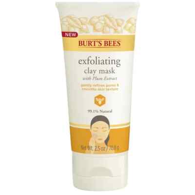 BURT'S BEES Exfoliating Clay Mask W/ Plum Extract-Refine & Smooth Skin! - 2.5 Oz