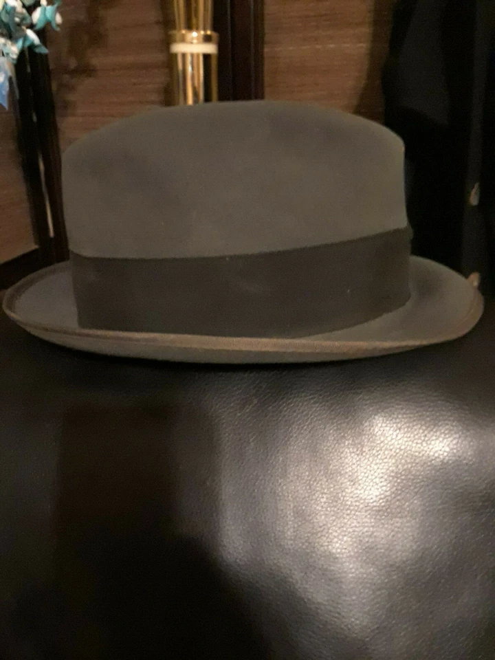 Stephen L. Stetson Fedora Style Hat Size 7 Forest Green Suede Vtg. Early Century - Image 2 of 4