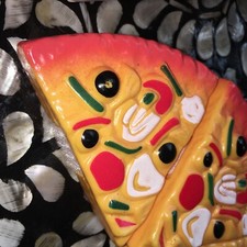 Vtg Pretend Play 3 Piece Kitchen Food DEEP DISH SUPREME PIZZA PIE SLICE Veggies