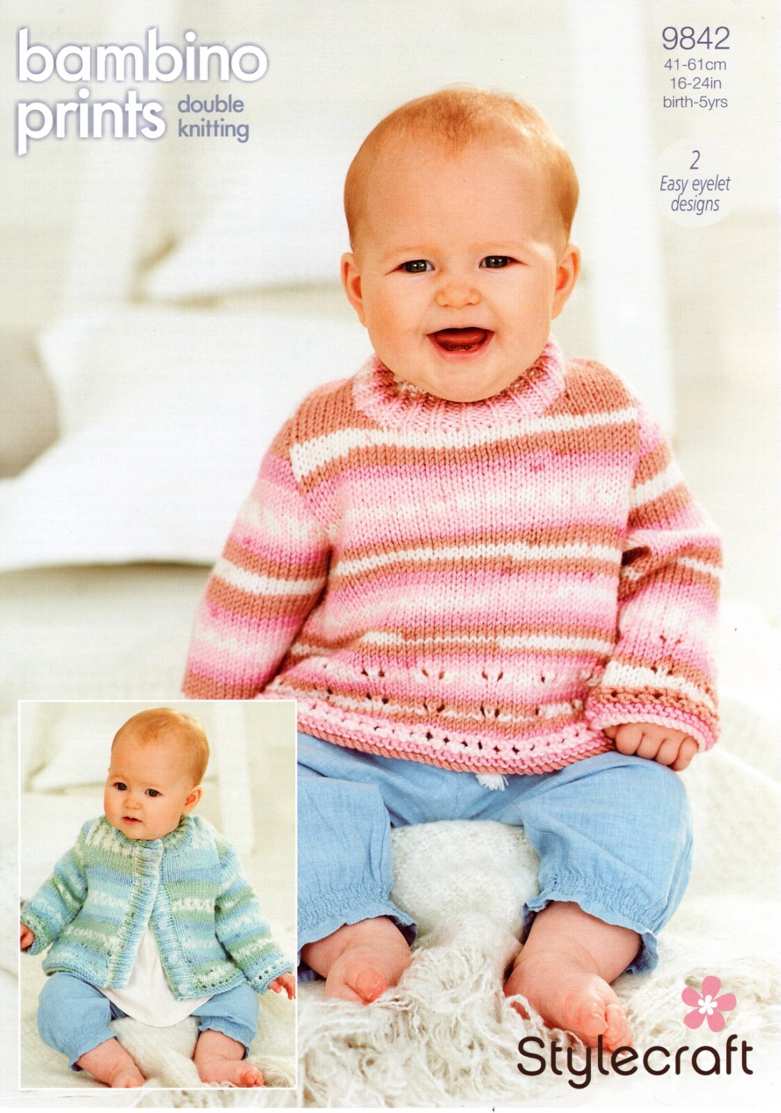 Stylecraft Baby DK Knitting Pattern - 9842 Cardigan & Sweater