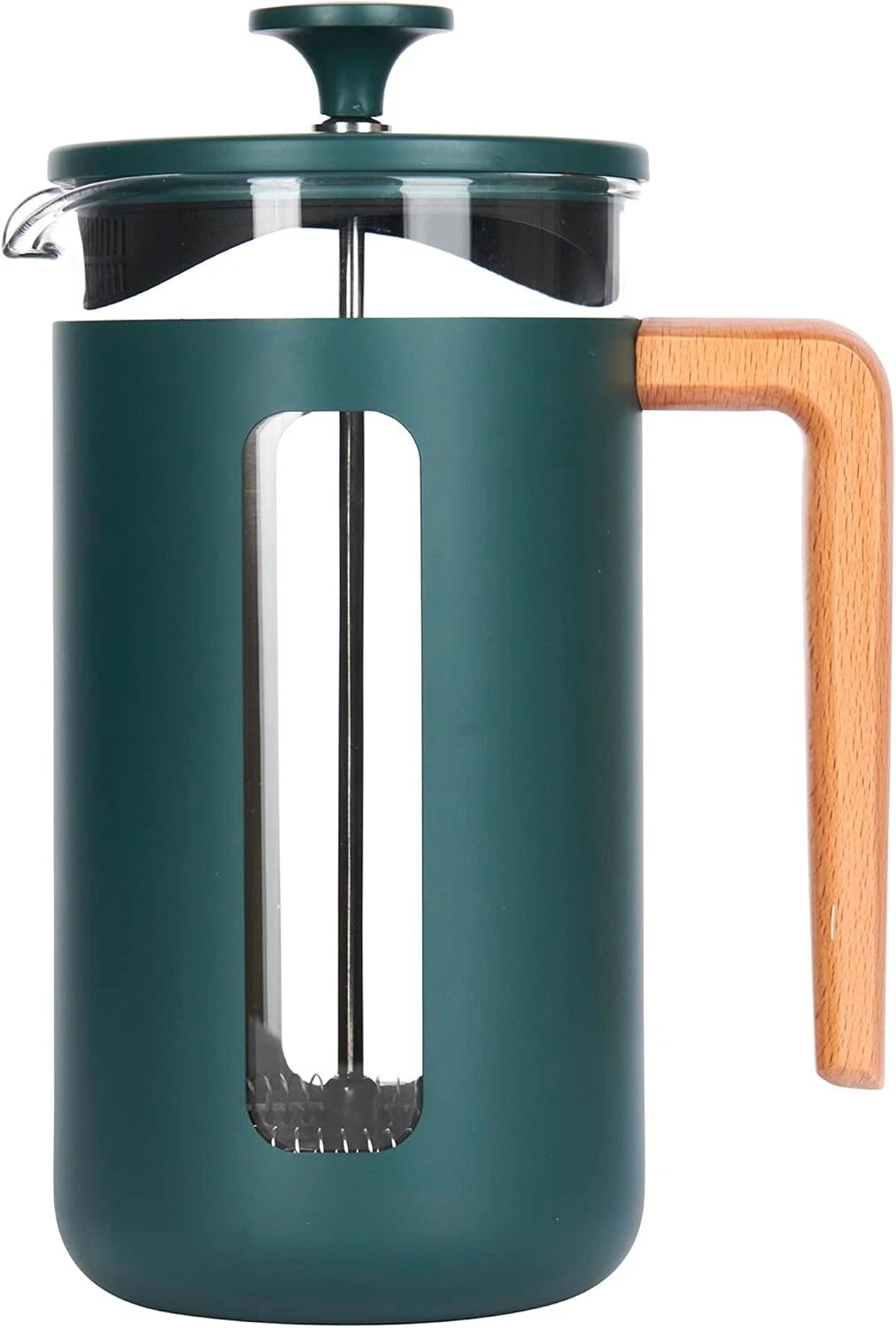 La Cafeti?re Green Pisa Wood Handle Stainless Steel French Press 8 Cup 1L