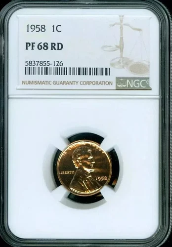 1958 LINCOLN WHEAT CENT PENNY NGC PF68RD AMAZING DETAILED PROOF COIN