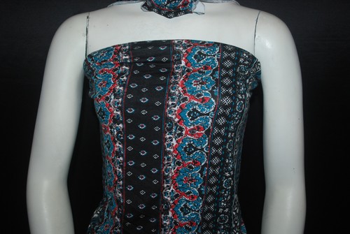 Rayon Stretch Jersey Knit Fabric Beautiful Vertical Print Black Jade Combo - Picture 2 of 7