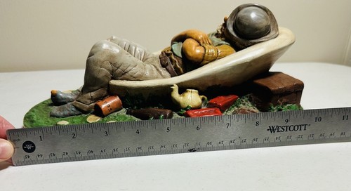 Man Sleeping In Tub Figurine Nature Craft - Picture 6 of 8