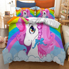 Image of Unicorn Duvet Cover Set With Pillowcase 3D Character Bedding Quilt Cover Set  L1
