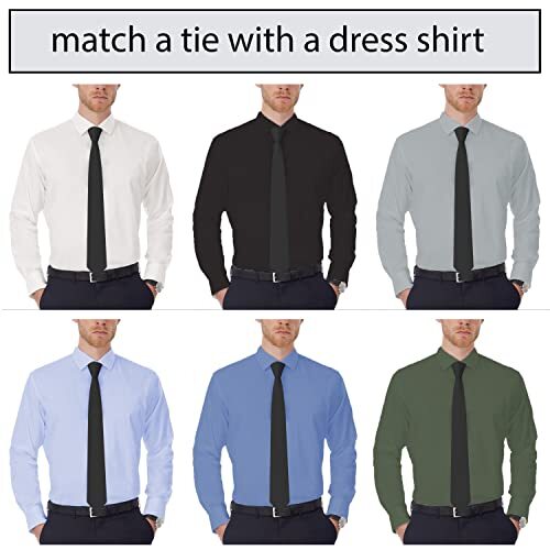 Men's Gabardine Matt Neckties Solid Color for Tuxedo Slim - 2.35" wide 01 Black - Picture 6 of 6