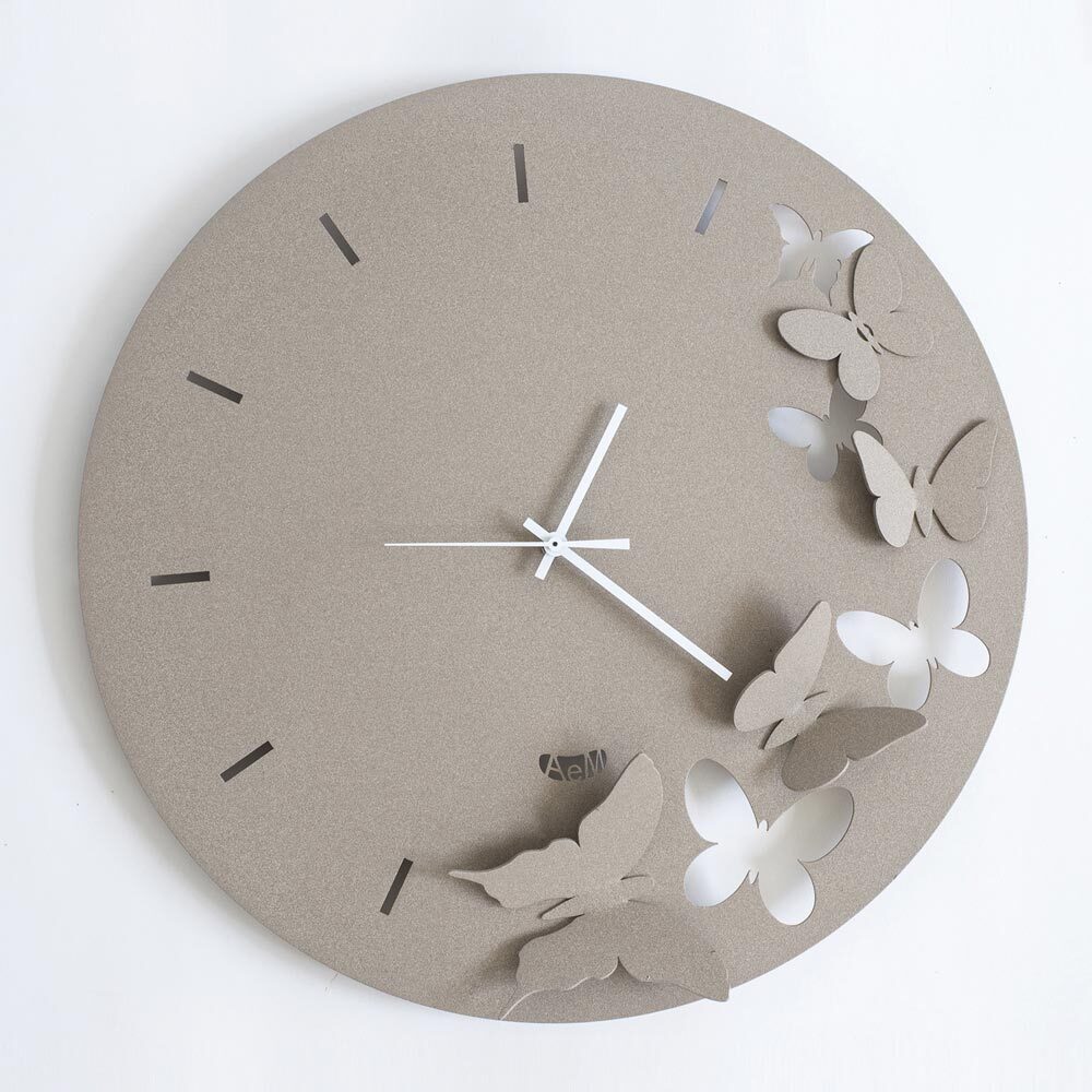 Arti e Mestieri Orologio da Parete Butterfly Spring Metallo   Beige