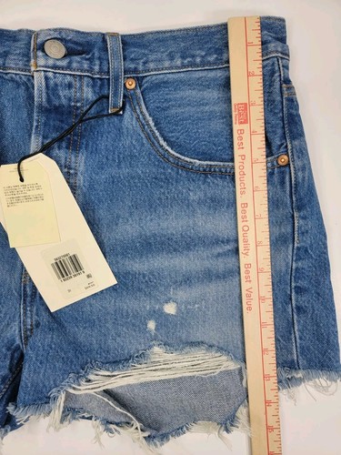 NEW Levis Premium Womens 31 501 Button Fly Distressed High Rise Jean Shorts NWT - Picture 7 of 12