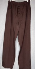 Apple Life Woman Scrub Mock Button Front 2 Pocket Drawstring Sz L Brown 1104