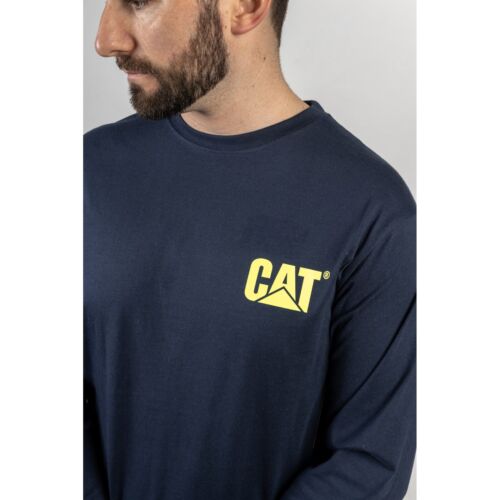 CAT Trademark Banner Long Sleeve T-Shirt Mens Caterpillar Durable Work Tee - Picture 13 of 16