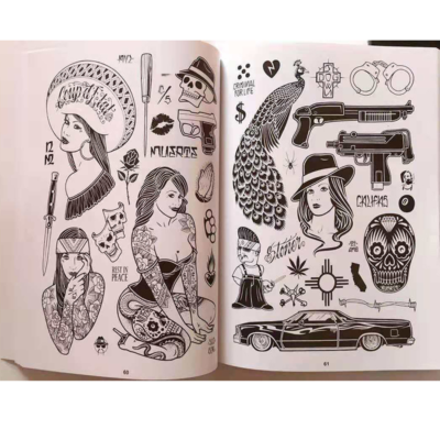 Tattoo Flash Book European American Style Character Skull Art