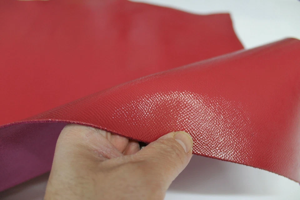 EPSOM PATENT PUNCH PINK Upholstery Italian CALF cow Leather skin 8+sqf 2.0mm #P1 - Image 4 of 4