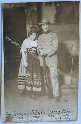 orig. Foto AK um 1910 Theater Schauspieler Berlin Tracht Jäger Jagd Die Else vom