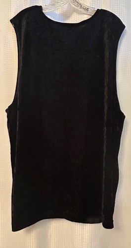 VTG 90s Black Crushed Velvet Vest 3X Plus Size Gothic Club Punk Rock - Picture 3 of 7
