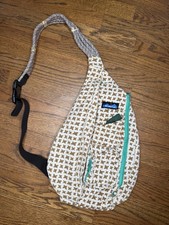 Kavu Sling Rope Bag Cream Tan Turquoise Crossbody NWOT New L