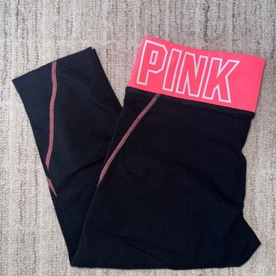 PINK Victoria's Secret 2014 Wide Waist Band Yoga Capri Pant Pocket Size Med