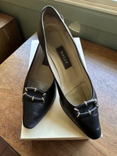 Vintage Bally Fern Leather Black Heels Italy 7 M