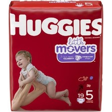 Huggies Little Movers Diapers Baby Unisex Fasten Tab Mod. Absorb Size 5 27 Lbs
