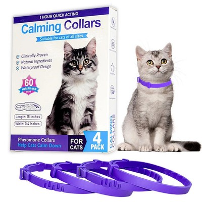 4 Pack Calming Collar for Cats - Long-Lasting Anxiety & Stress Relief, Adjust...