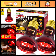 75W Infrared Heat Lamp Bulb 2PCS for Reptiles Amphibians, Basking Spot Light