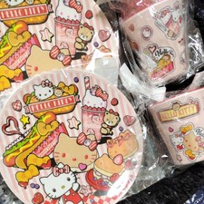 Hello Kitty Melamine Plate  Cups Set 4pcs Sanrio Japan New Rare