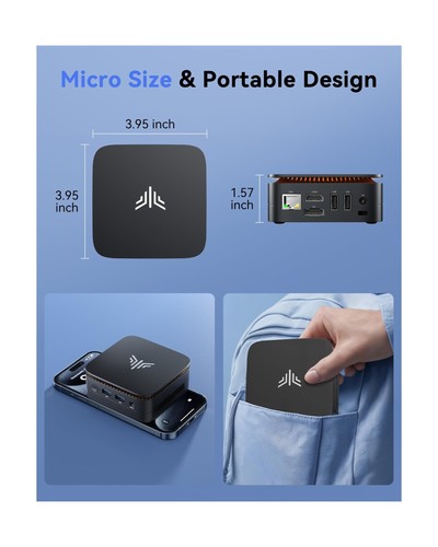 KAMRUI Essenx E1 Mini PC - Intel Celeron N150, 16GB RAM, 512GB SSD - Afbeelding 8 van 9