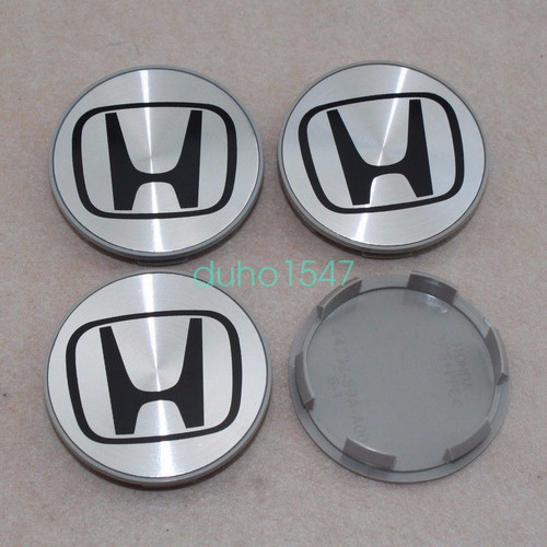 Silver/Black HONDA Set Of 4 Wheel Center Caps 69MM