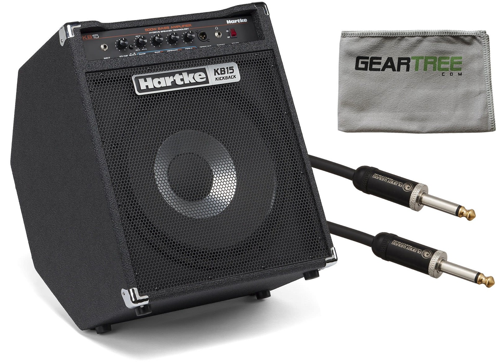 Hartke KB15 Kickback 15 500 Watt Bass Amp w Geartree Cloth and Premium Cable 120690₽