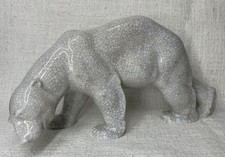Heubach Art Deco Porzellanfigur Eisbär mit Krakelee-Dekor L28,5cm H14cm