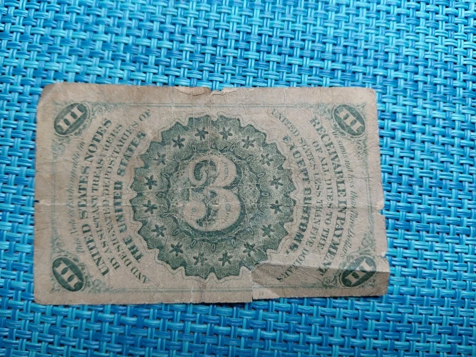 🇺🇸 United States 3 cents 1863 FRACTIONAL CURRENCY  FR-1226 banknote 112125-4 - Image 2 of 3