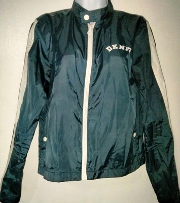 VTG Dkny Active Y2K Light FULL ZIP Women's Racing Striped Navy Jacket Collared S