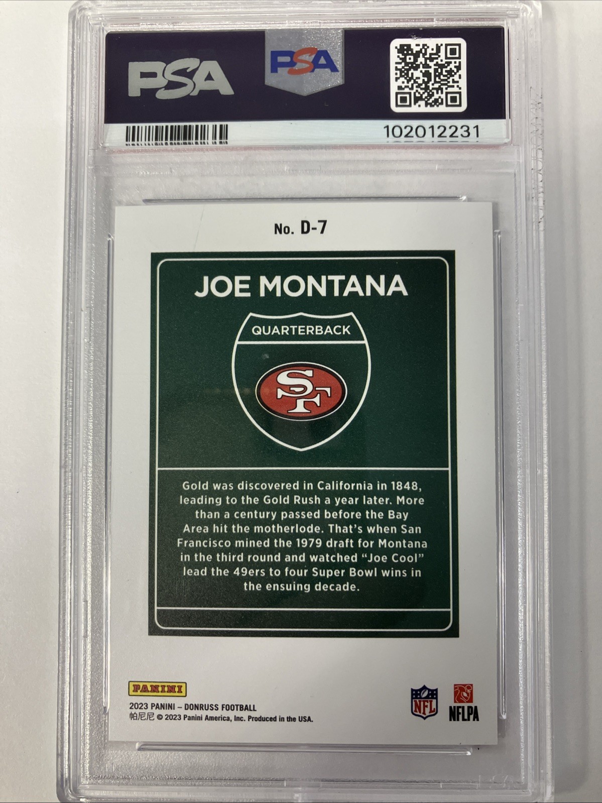 2023 Panini Donruss - Downtown! Joe Montana #D-7 SF 49ers view 2