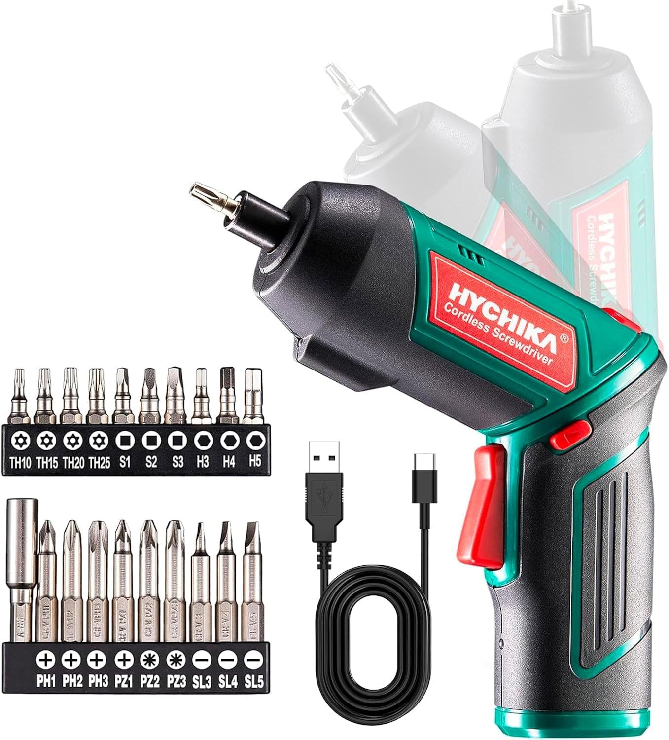 Cordless Electric Screwdriver 3.6V 6N.m Torque 2000mAh Battery with 20 Bits