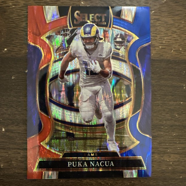 2025 Panini Select - Concourse Puka Nacua #21 Red & Blue Shock Prizm