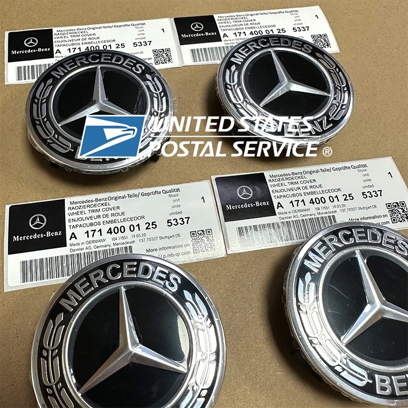 4 шт центральных колпаков ступицы колеса Mercedes Benz 75 мм черный значок с эмблемой 17140001255337 - Изображение 3 из 4