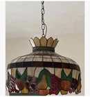 Vintage Tiffany Style Stained Glass Pendant Lamp  - Fruit Design Large 24"