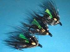 FLY FISHING FLIES - FL. GREEN BUTT SPEY DOUBLE Steelhead Fly size #4 (3 pc)