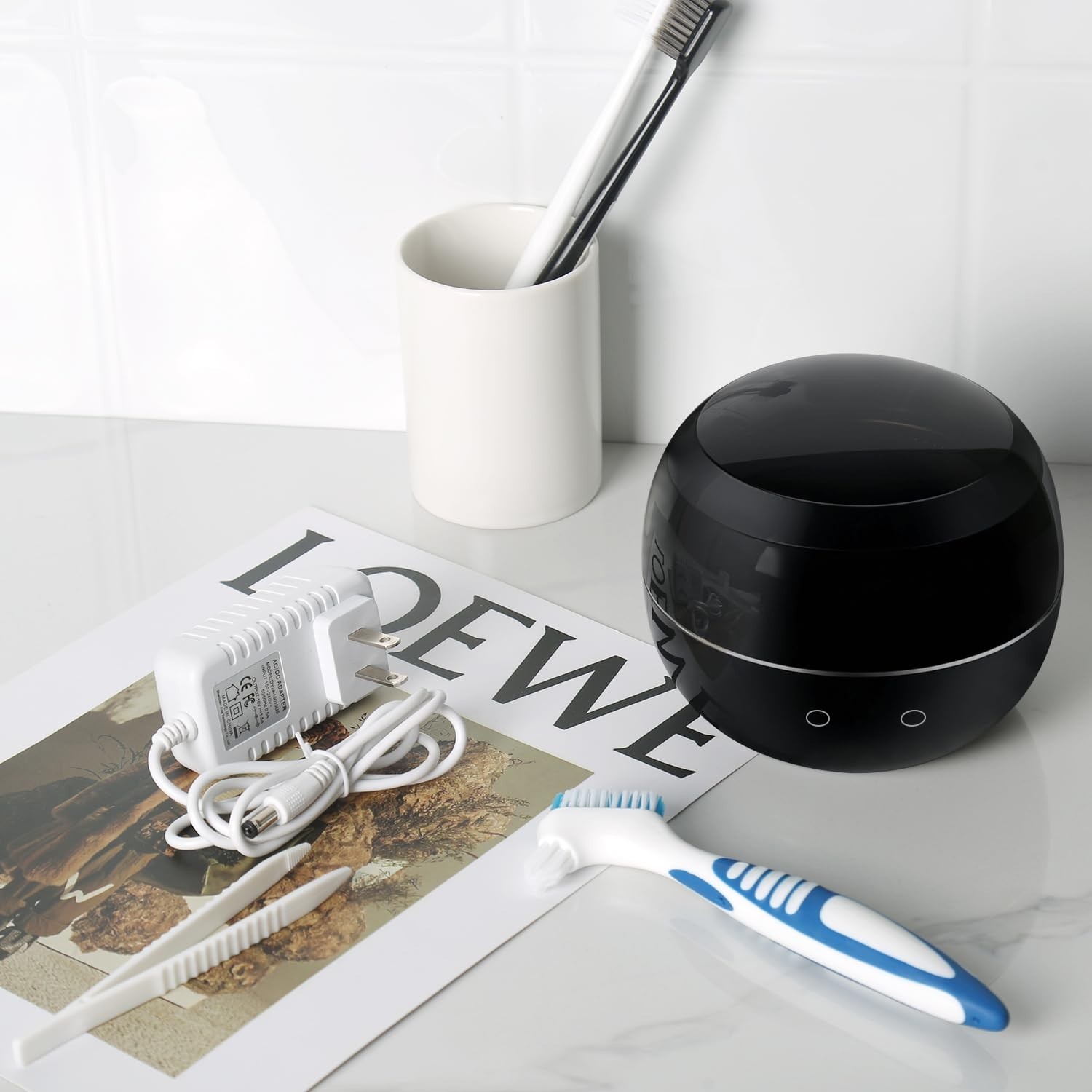 Ultrasonic Retainer Cleaner Machine Denture Cleaning Pod Portable Night Guard 